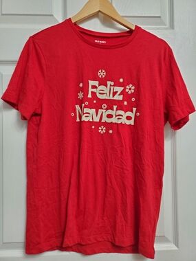 NWT - Old Navy Red "Feliz Navidad" Graphic Tee - SIZE M